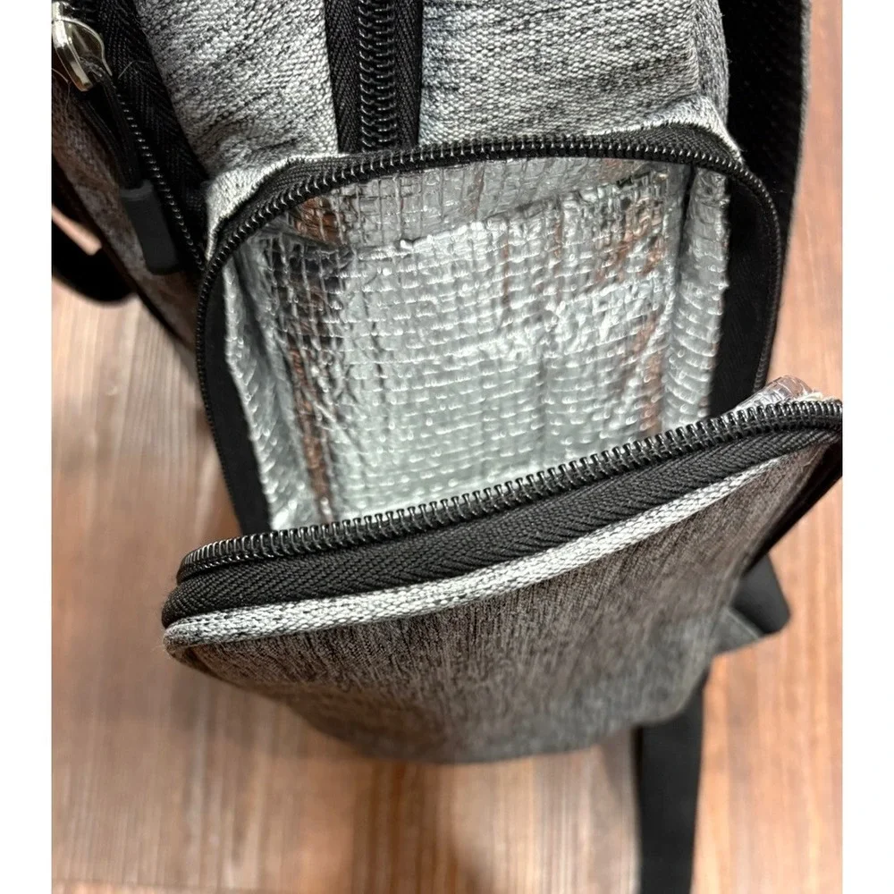 Eddie Bauer‎ Gray Rainier Back Pack Diaper-Bag Center Handle-Stroller Loops